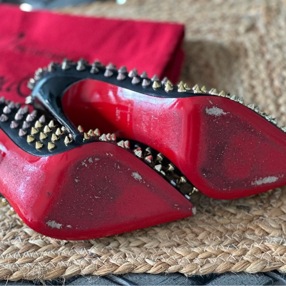 Authentic Christian Louboutin Black Heels with Gold Studs - Picture 7 of 7